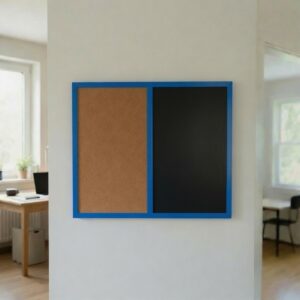 Produkt Kombinovaná tabuľa čierna v modrom drevenom ráme COLOR