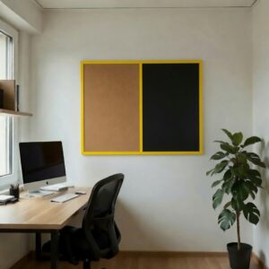 Produkt Kombinovaná tabuľa čierna v žltom drevenom ráme COLOR